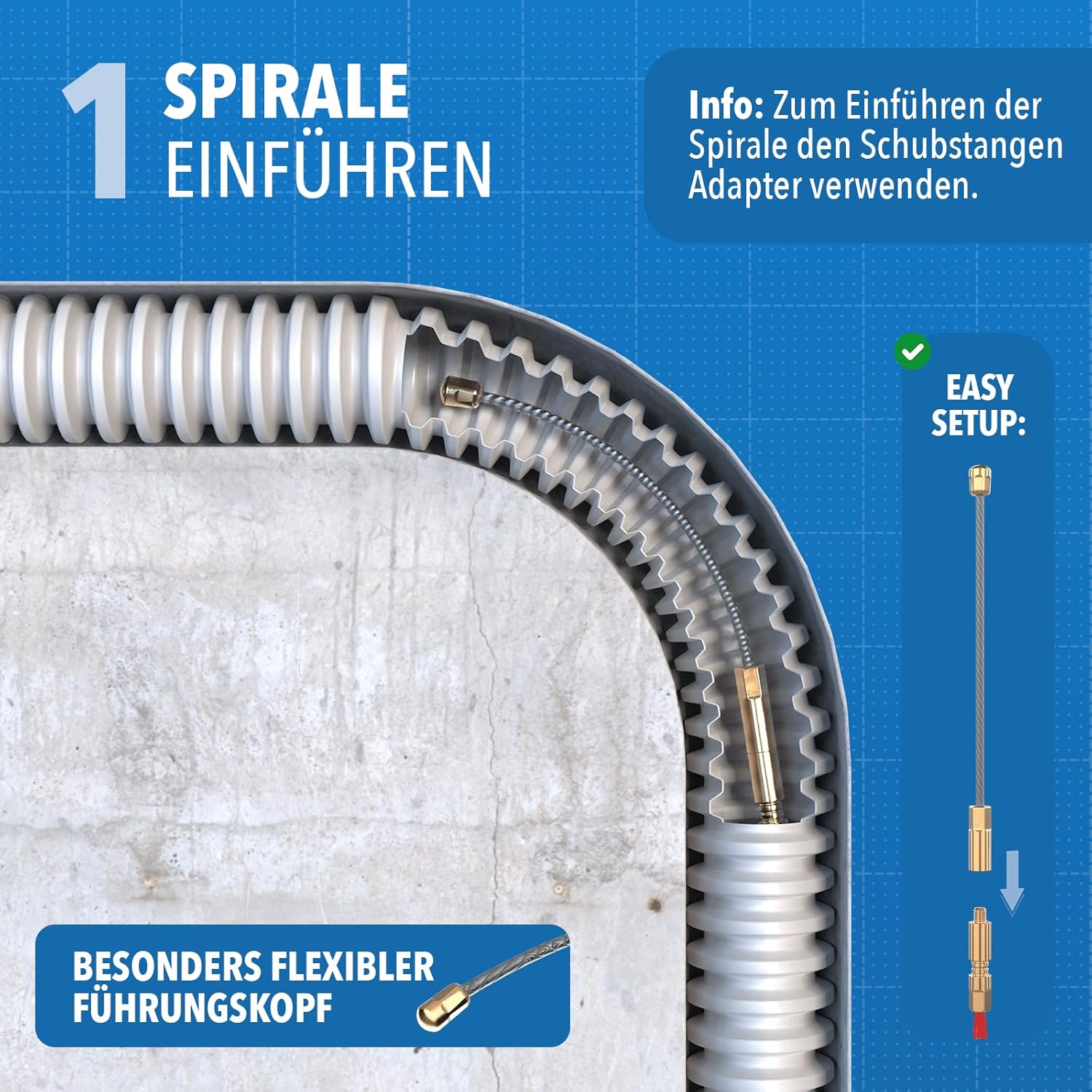 Einziehspirale 30m für müheloses Kabelverlegen