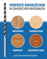 Extra lange Holzbohrer Set für tiefe Durchgangsbohrungen