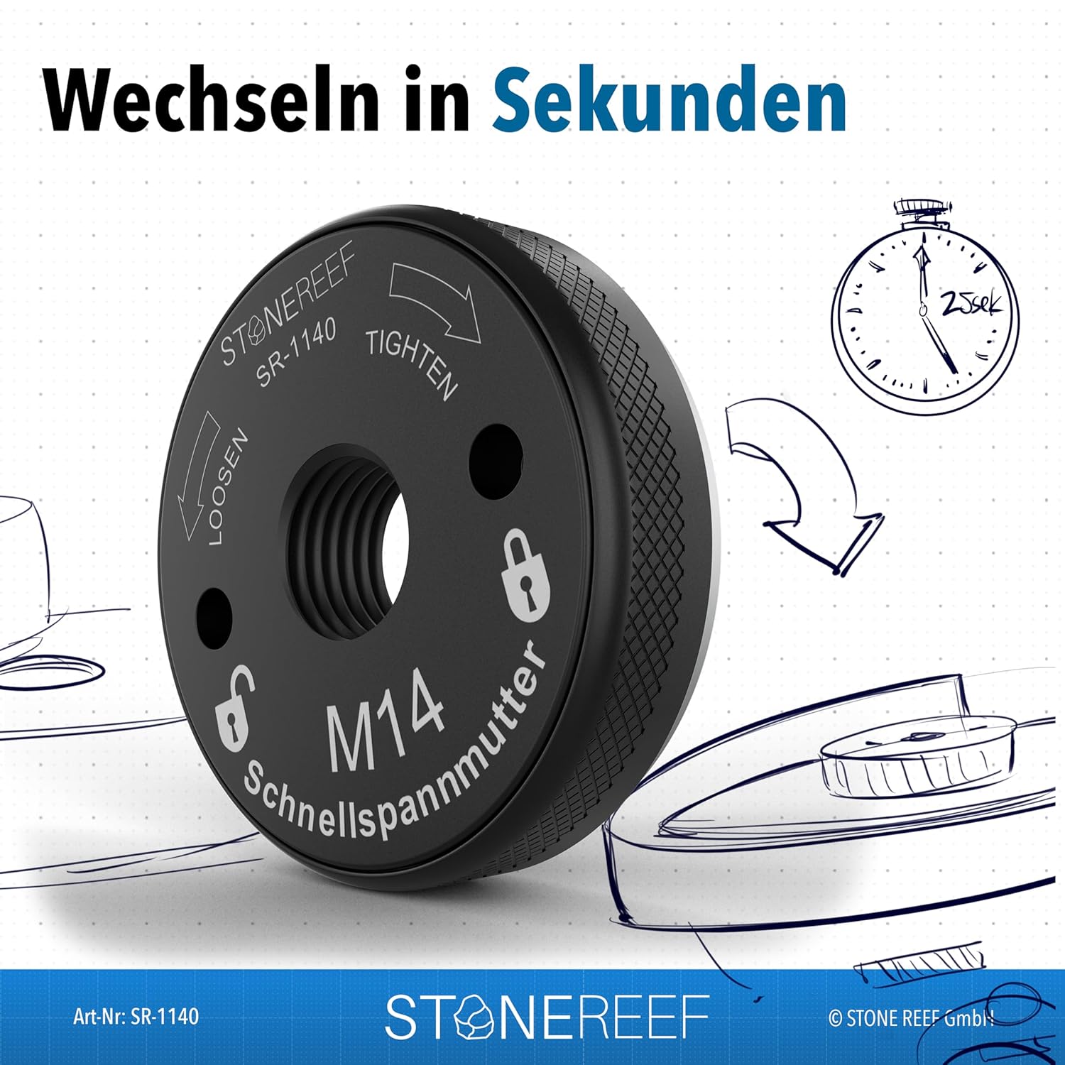 M14 Schnellspannmutter für schnellen Scheibenwechsel