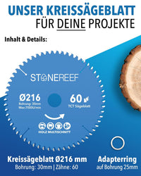 Kreissägeblatt 216x30 für präzise Schnitte