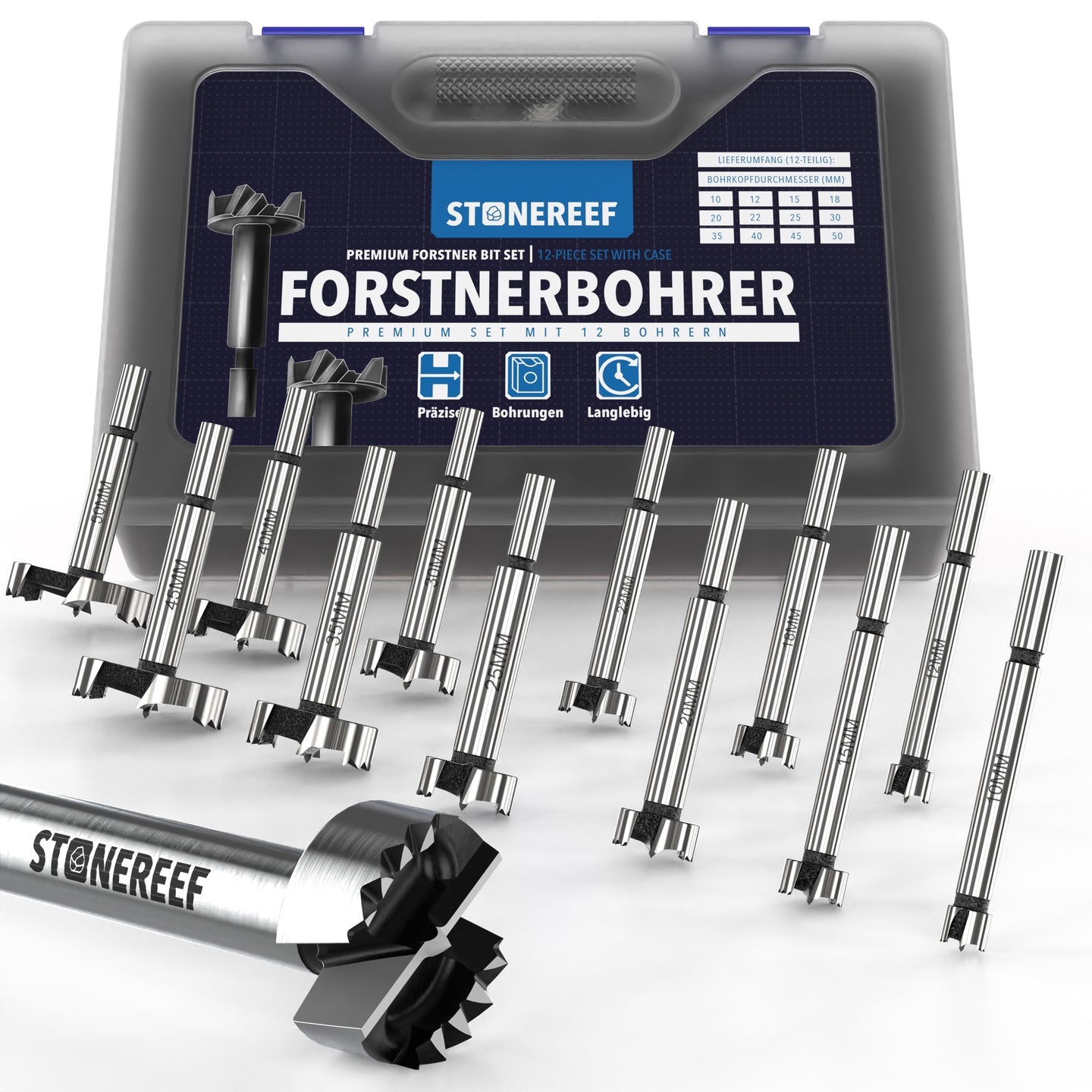 Forstnerbohrer Set (12-tlg.) für professionelle Holzarbeiten