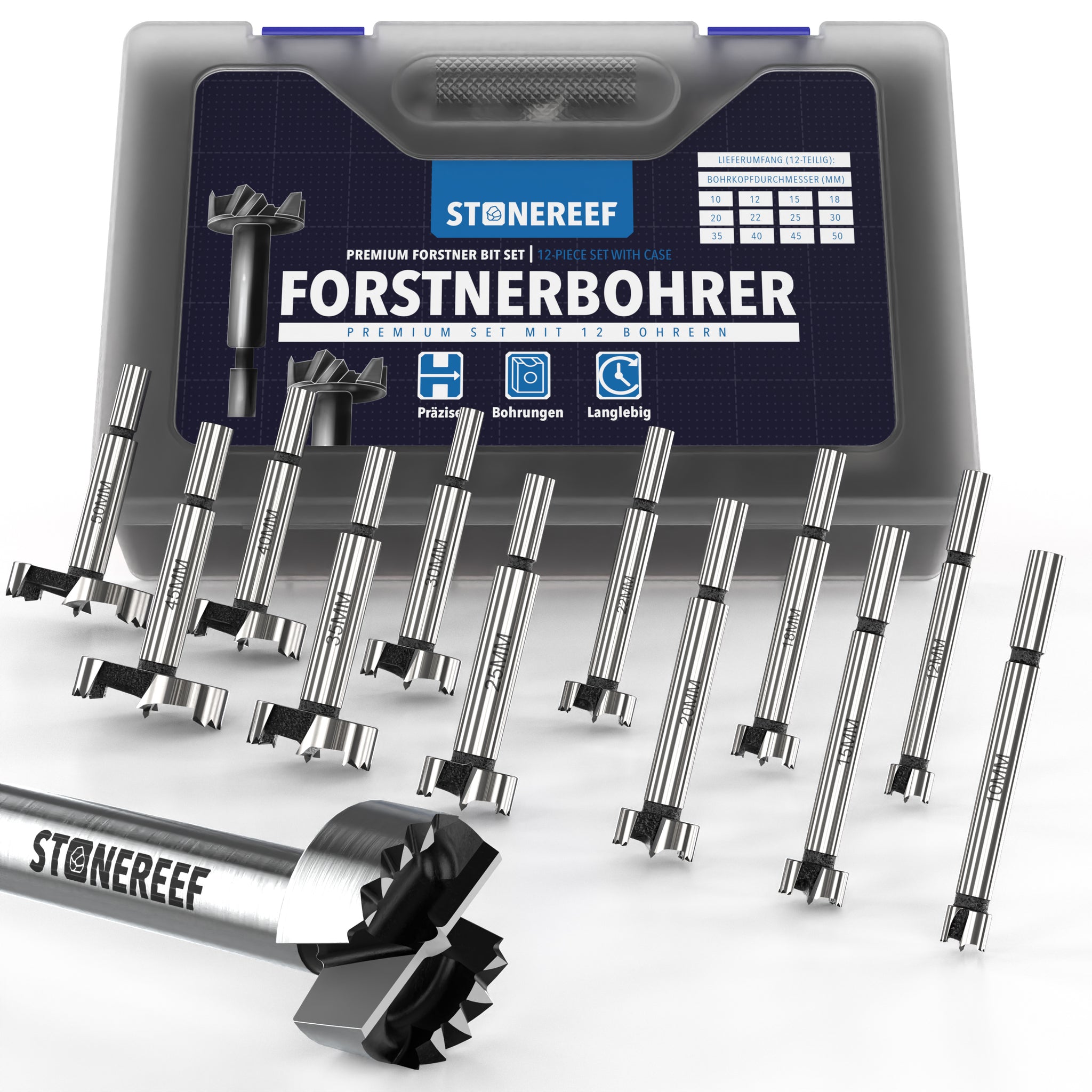 Forstnerbohrer Set (12-tlg.) für professionelle Holzarbeiten