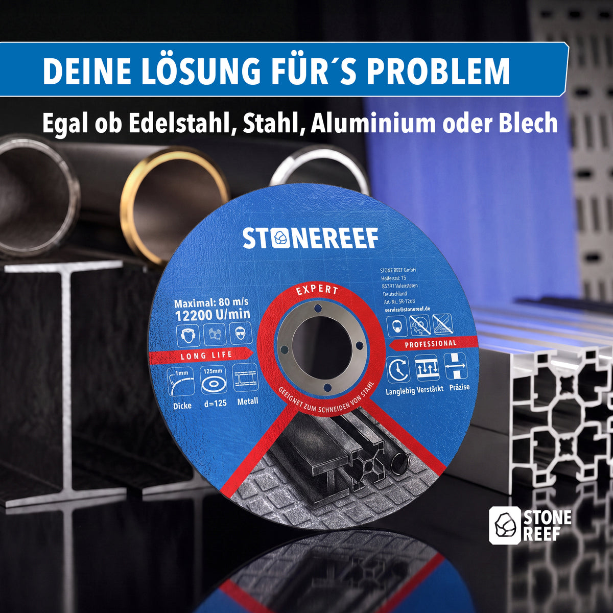 Trennscheibe 125 mm im Einsatz am Winkelschleifer – saubere Schnitte, minimaler Funkenflug