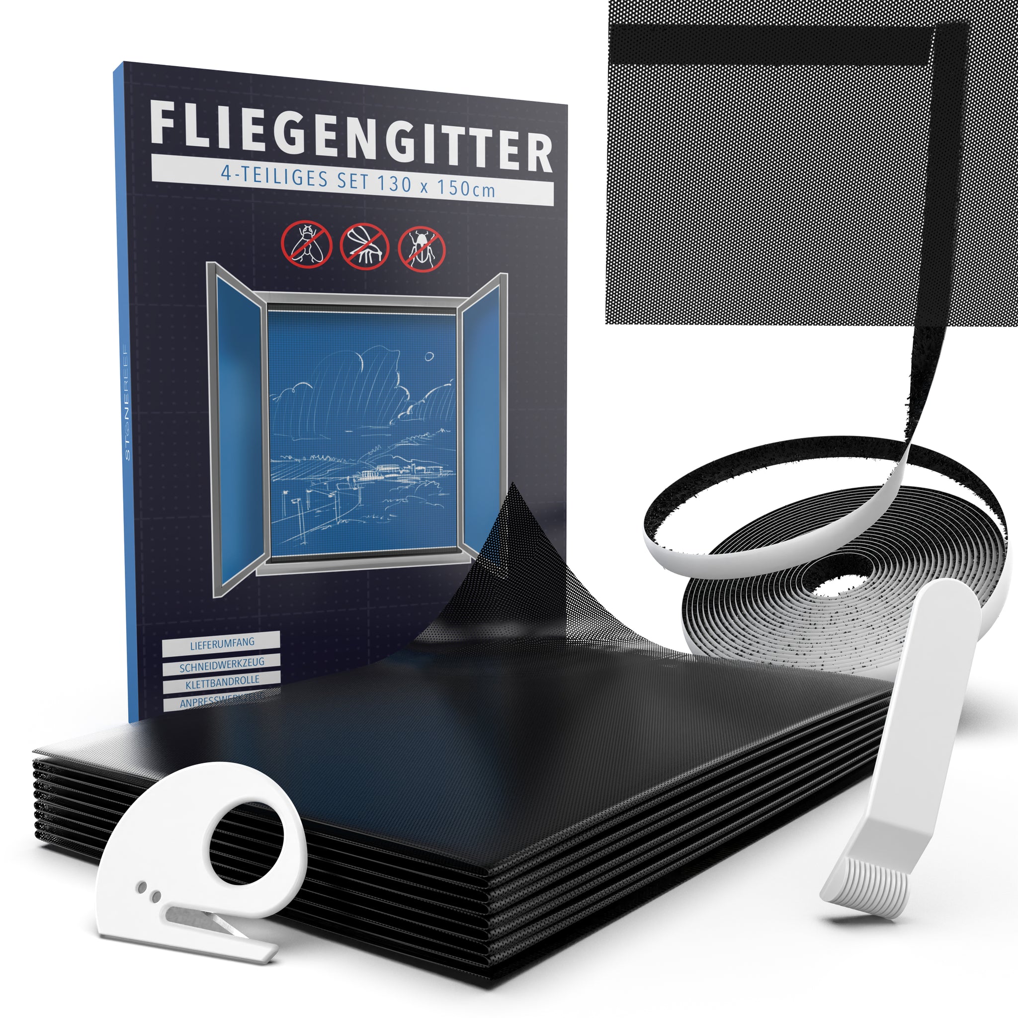 Fliegengitter Set mit Klettband für Insektenschutz