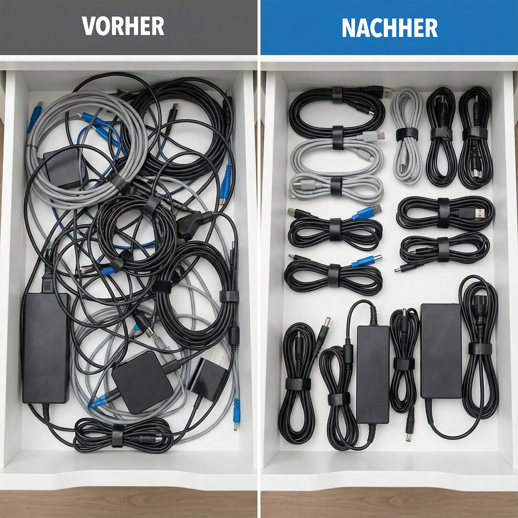 100 Klett-Kabelbinder zur Kabelorganisation