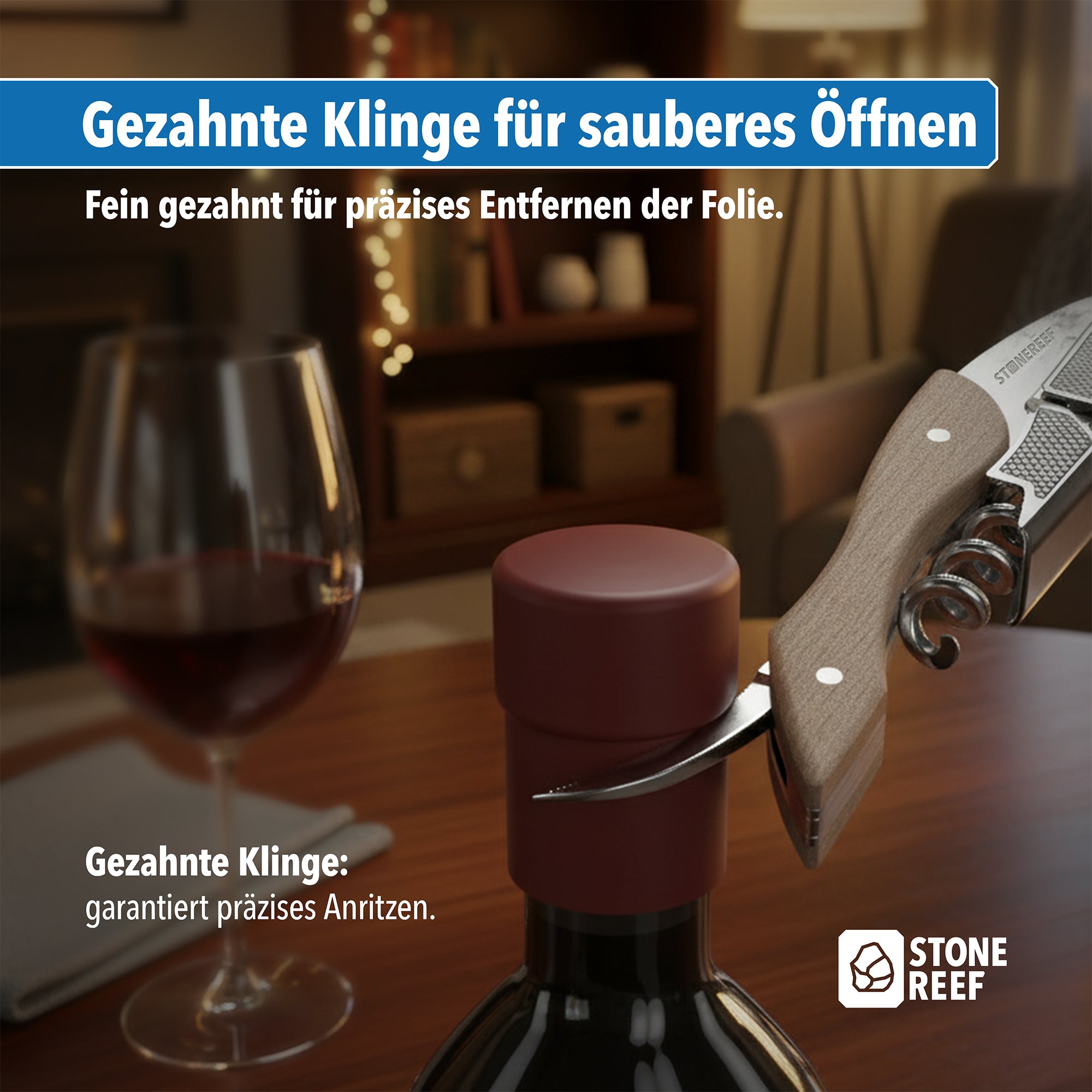 Kellnermesser für müheloses Entkorken