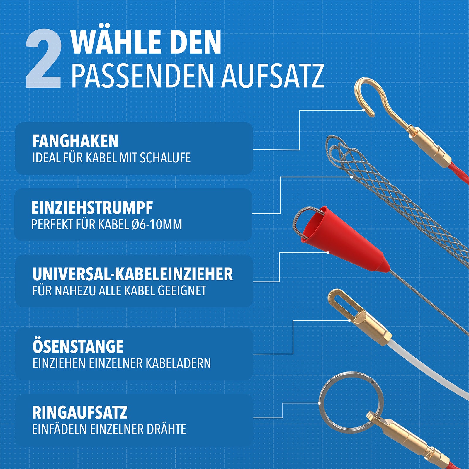 Einziehspirale 50m für reibungsloses Kabelverlegen