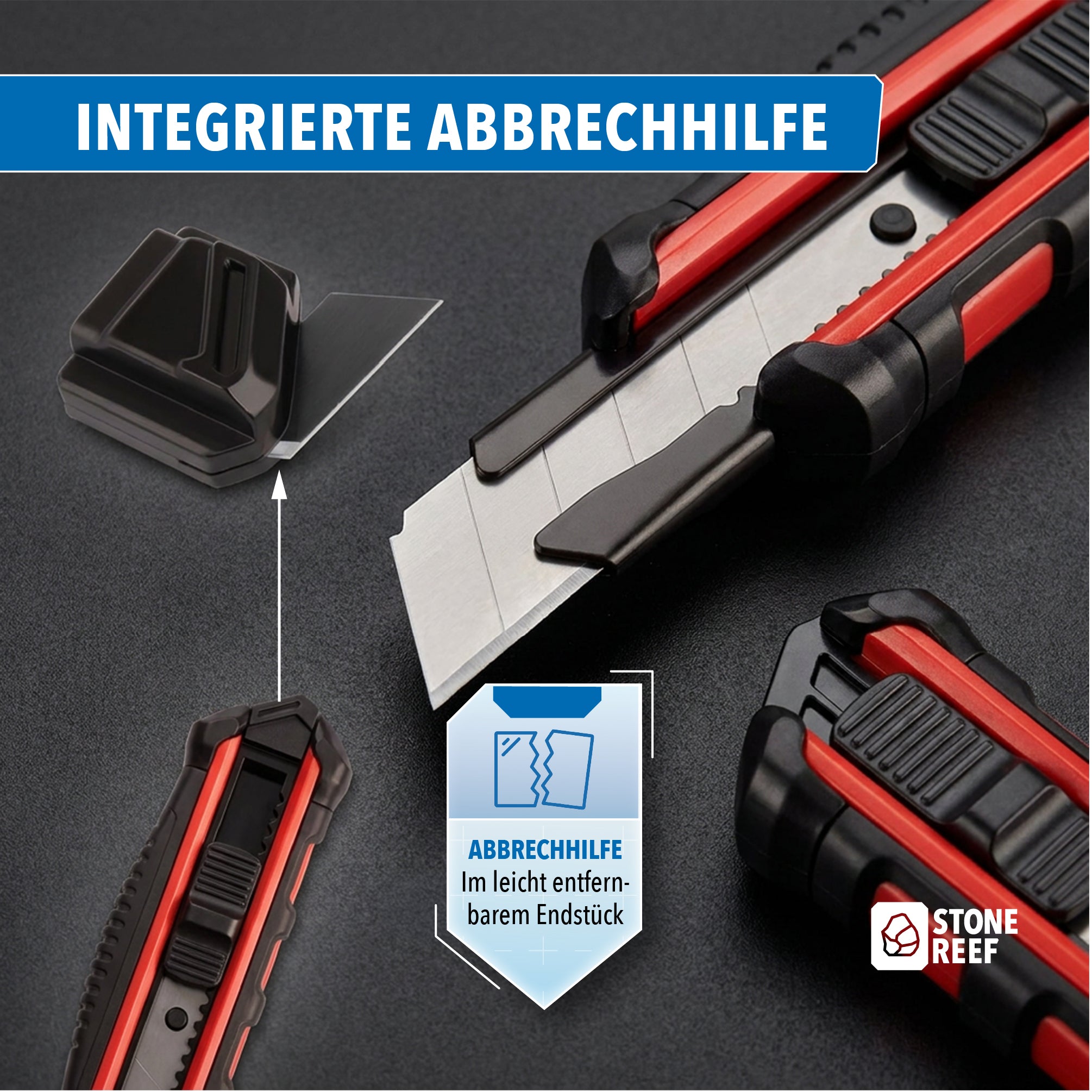 3 Cuttermesser Set für Handwerk, Rigips, Tapete & Karton