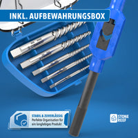 Schraubenausdreher-Set griffbereit sortiert in der mitgelieferten Aufbewahrungsbox
