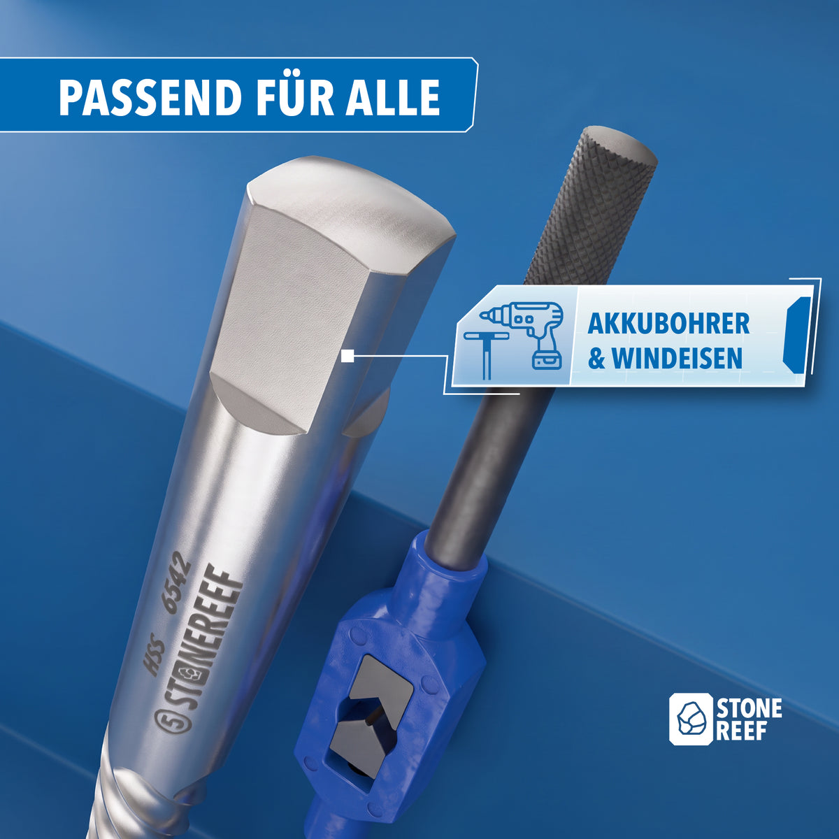 Sechskant-Schaft des Ausdrehers passend für Akkubohrer und Windeisen