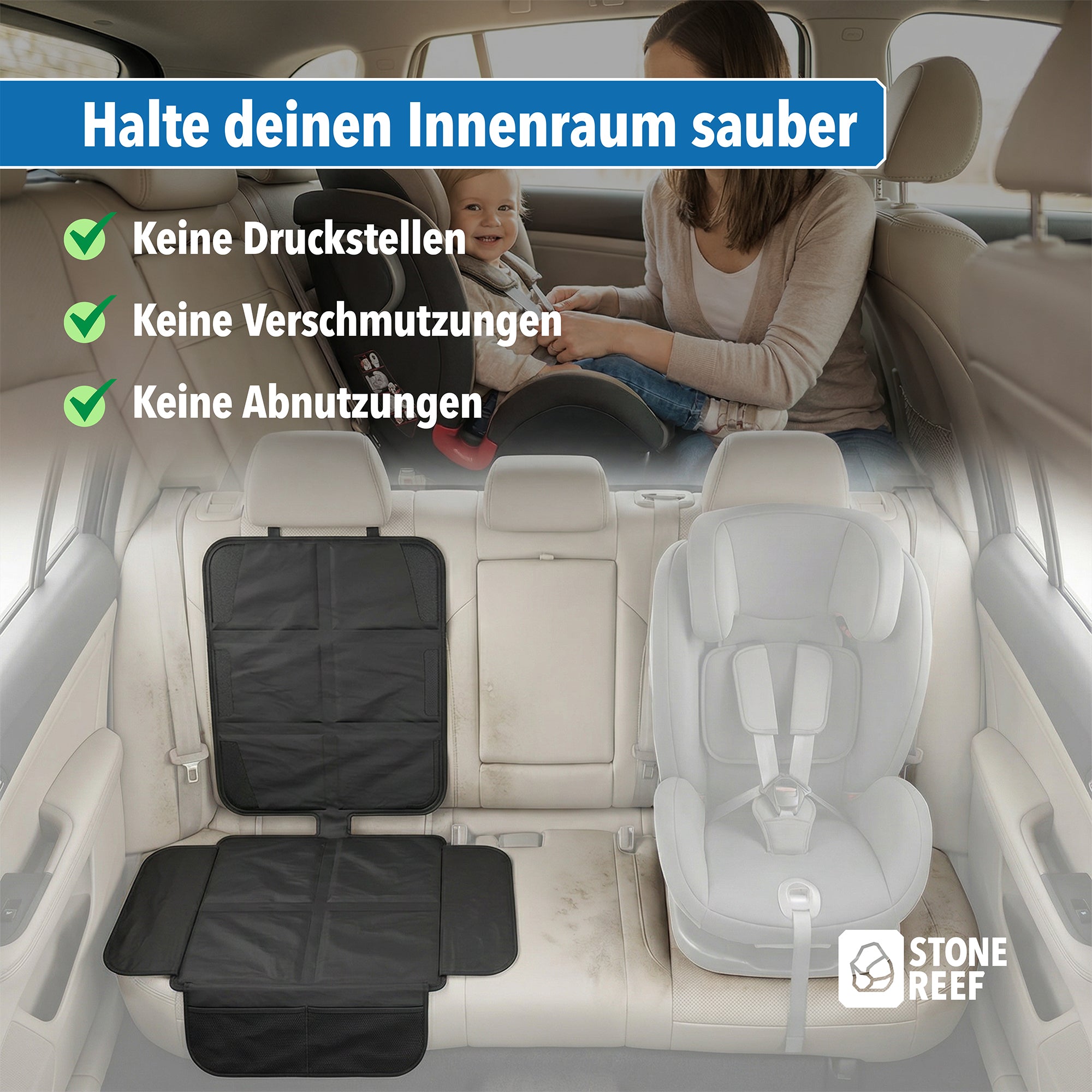 Kindersitzunterlage für dauerhaften Polsterschutz