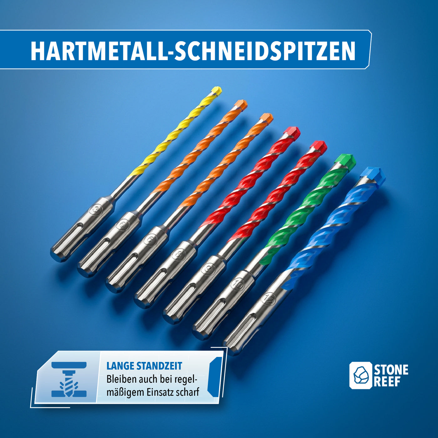 7-teiliges SDS Plus Betonbohrerset Multicolor für schnelle Größenwahl