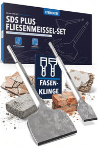 Verpackung SDS-Plus Fliesenmeißel-Set mit breitem und schmalem Meißel aus gehärtetem Chromstahl