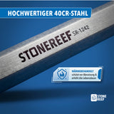 Nahaufnahme des wärmebehandelten 40Cr-Chromstahlschafts mit STONE REEF Gravur