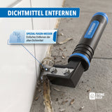 Flachschaber-Aufsatz entfernt Mörtel-, Farb- und Kalkreste von Fliesen und Glas