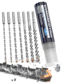 7-tlg. SDS Steinbohrer Set 6–14 mm – Länge 210 mm für präzise Bohrergebnisse