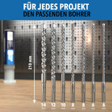 7-tlg. SDS Steinbohrer Set 6–14 mm – Länge 210 mm für präzise Bohrergebnisse
