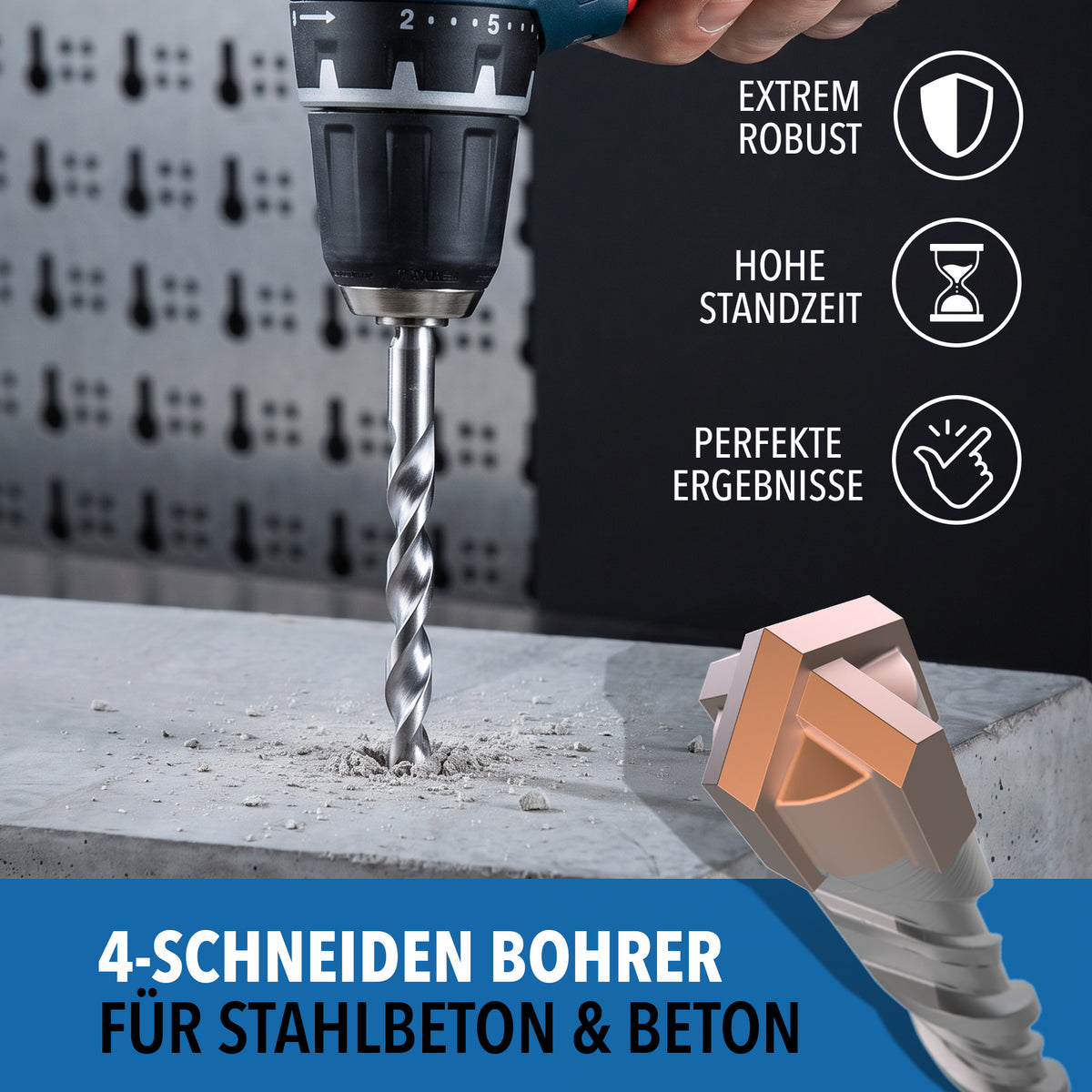7-tlg. SDS Steinbohrer Set 6–14 mm – Länge 210 mm für präzise Bohrergebnisse
