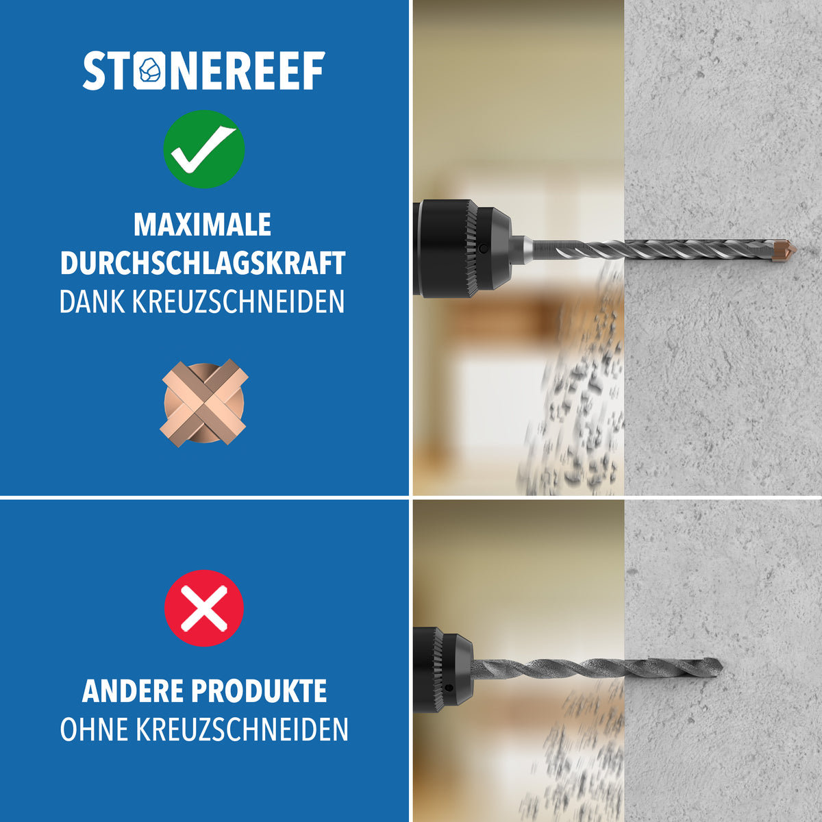 7-tlg. SDS Steinbohrer Set 6–14 mm – Länge 210 mm für präzise Bohrergebnisse