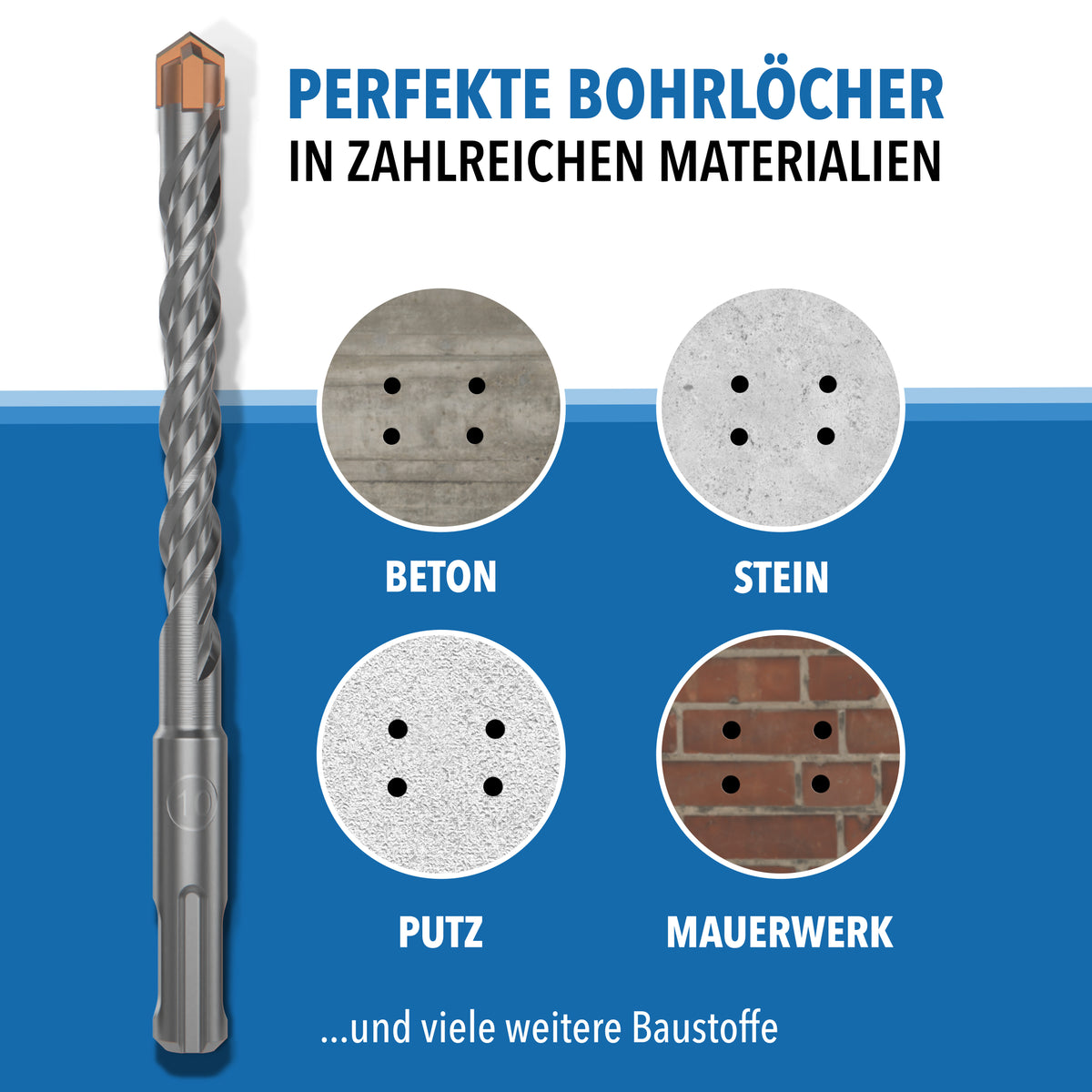 7-tlg. SDS Steinbohrer Set 6–14 mm – Länge 210 mm für präzise Bohrergebnisse