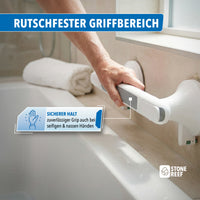 Rutschfester Griffbereich des Haltegriffs sorgt für sicheren Halt in Dusche und Badewanne