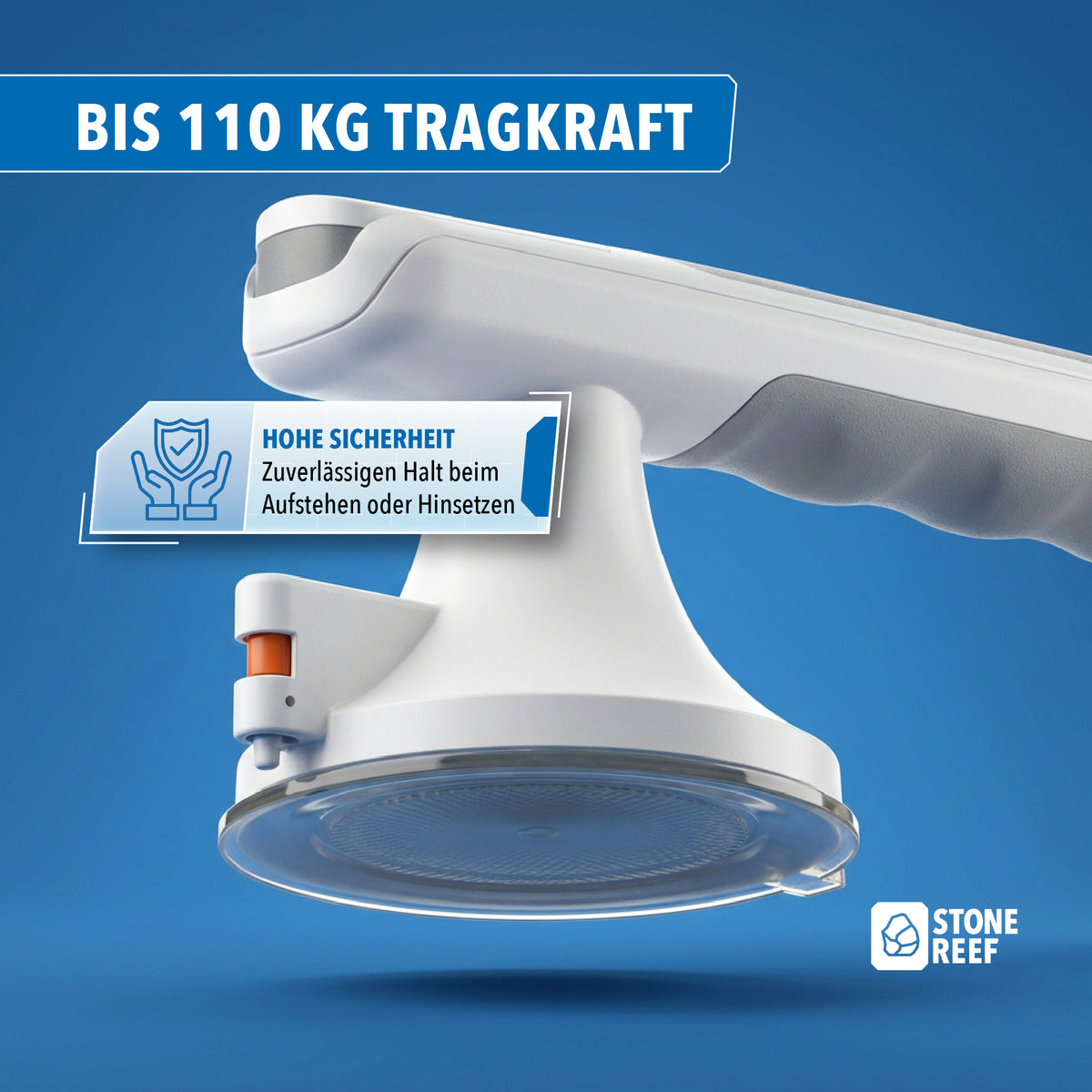 Haltegriff mit Saugnäpfen und bis zu 110 kg Tragkraft für sicheren Halt beim Aufstehen