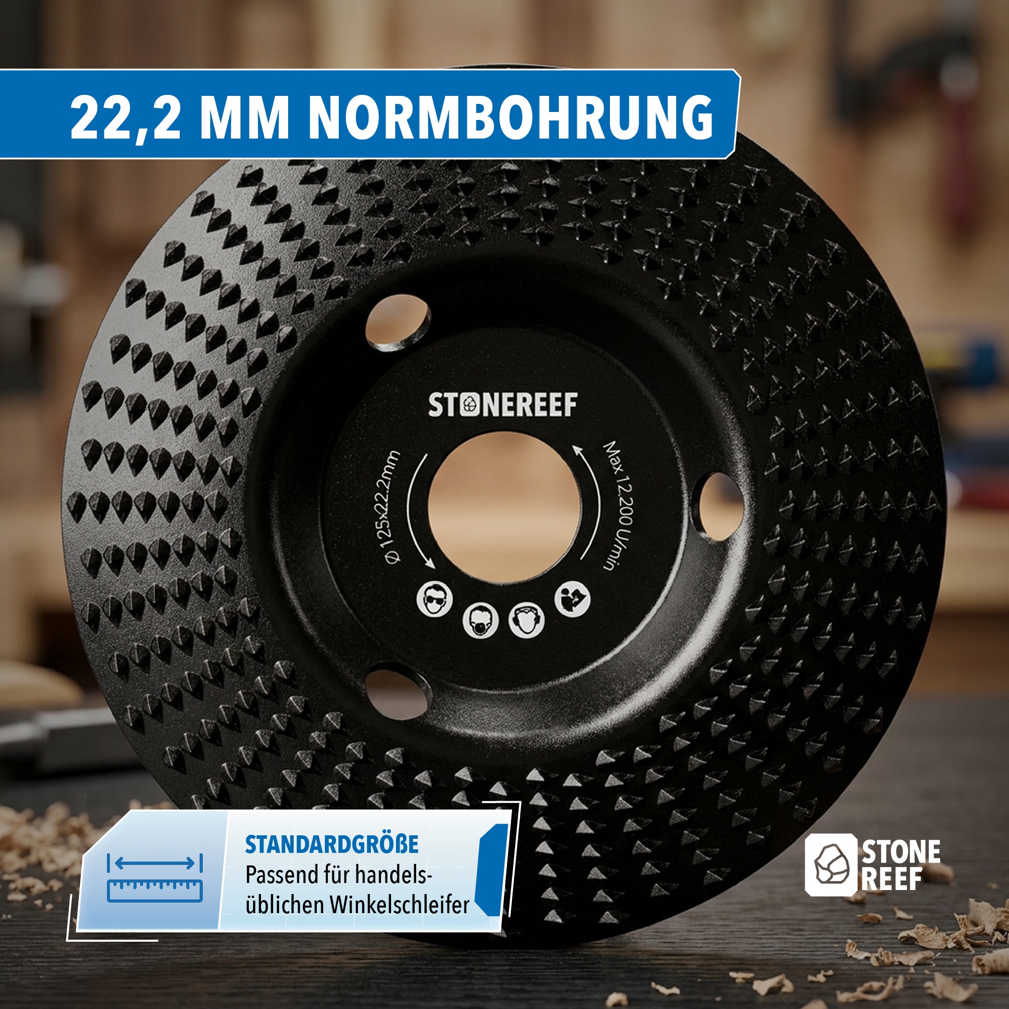 Holz-Schleifscheibe 125mm (hitzebehandelte Oberfläche) für noch effektiveren Materialabtrag
