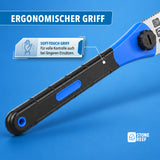 Nahaufnahme des ergonomischen Soft-Touch-Griffs der Japansäge für sicheren Halt