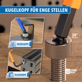 Kugelkopf der Innensechskantschlüssel ermöglicht Schrauben im 30-Grad-Winkel