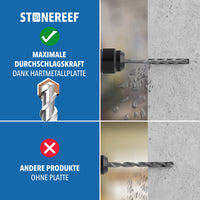 Vergleich beim Bohren in Beton: Bohrer mit Hartmetallplatte gegenüber Bohrer ohne Platte