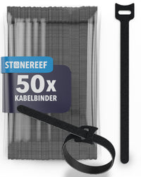 STONE REEF Klett-Kabelbinder 150 x 12 mm, 50er-Set aus Nylon zur Kabelorganisation ohne Werkzeug