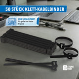 Set von 50 wiederverwendbaren Klett-Kabelbindern aus Nylon für USB-, HDMI- und Netzwerkkabel