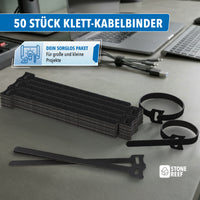 Set von 50 wiederverwendbaren Klett-Kabelbindern aus Nylon für USB-, HDMI- und Netzwerkkabel