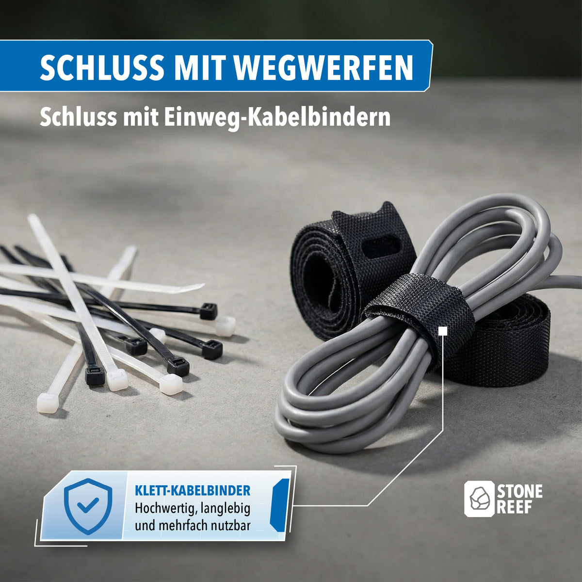 Klett-Kabelbinder für Büro, IT und Haushalt – einfache Handhabung ohne Werkzeug