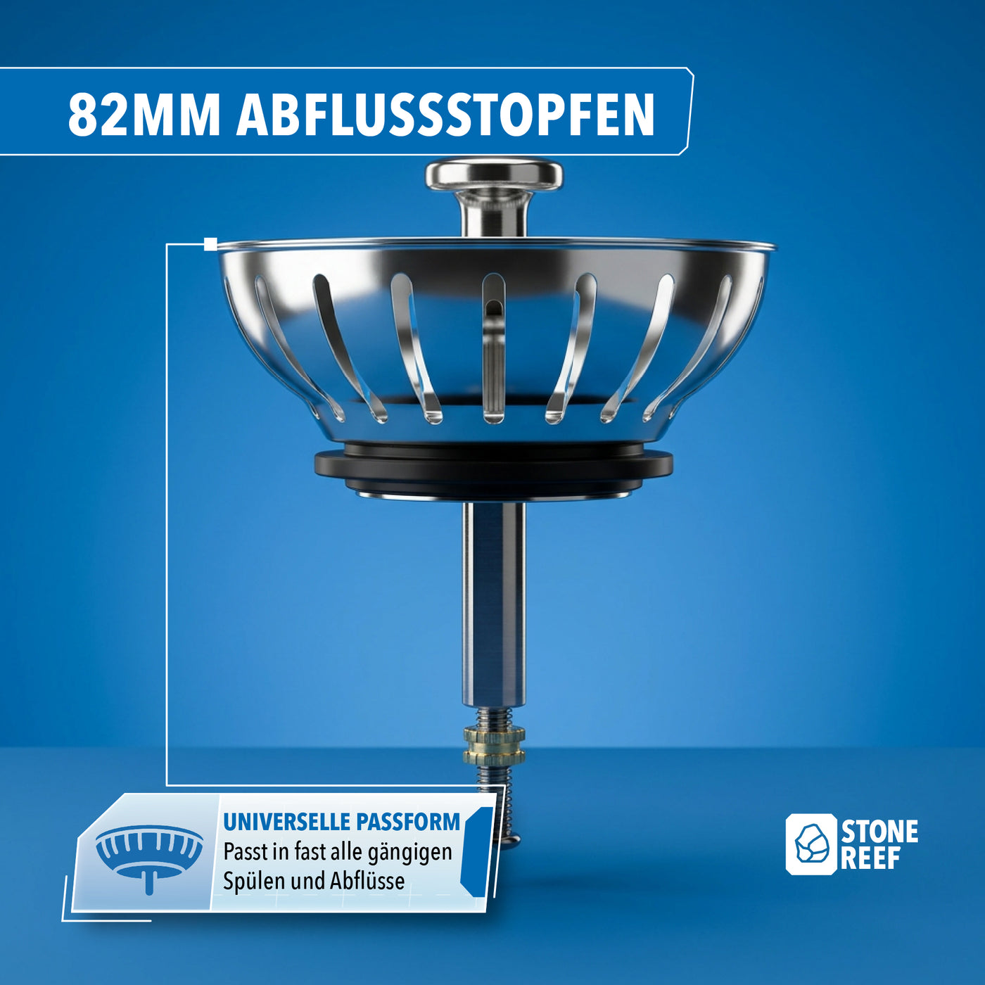 Abflussstopfen mit flexibler Silikondichtung im Detail – STONE REEF