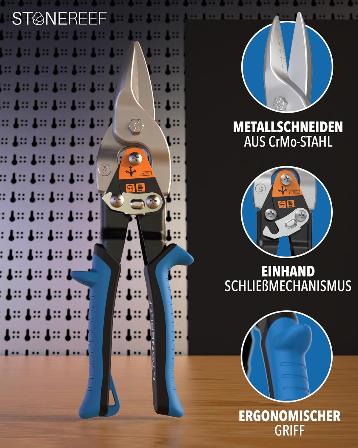 Integrierte Millimeterskala der Blechschere im Detail – STONE REEF