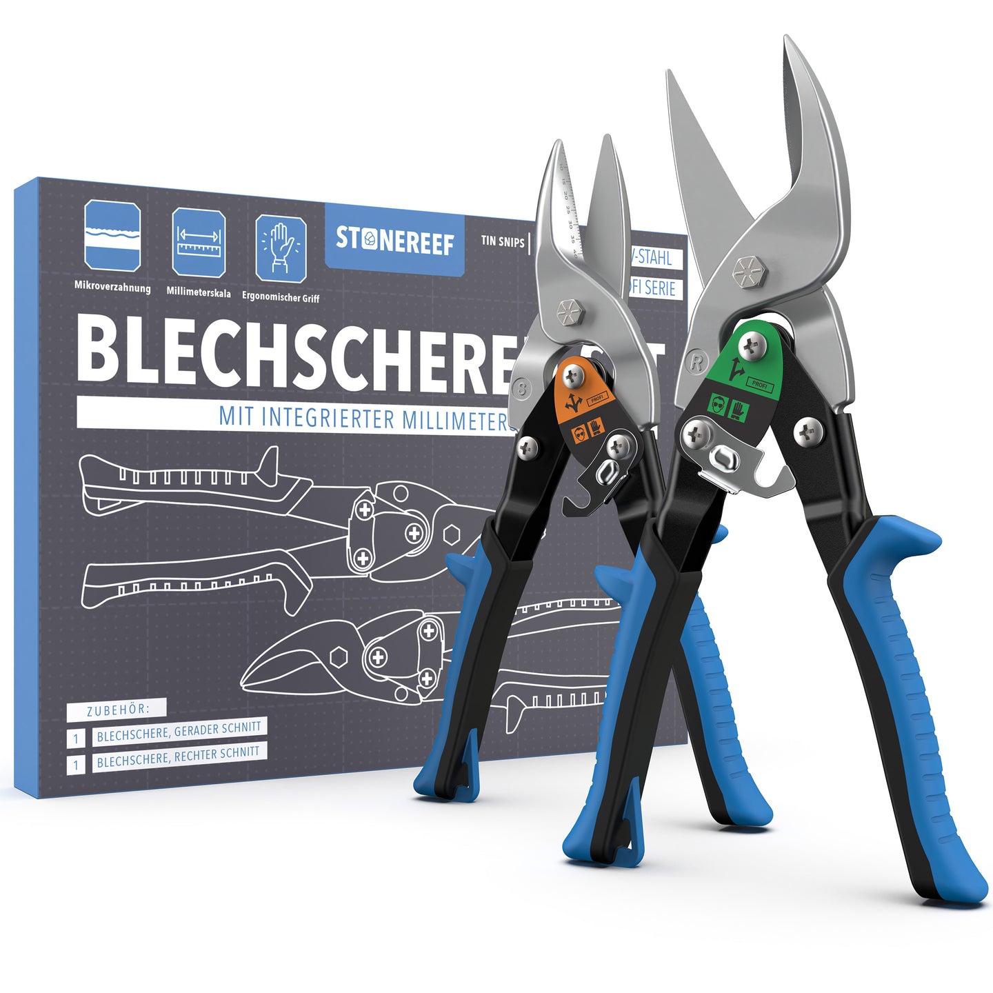 Blechschere Set mit integrierter Millimeterskala – STONE REEF