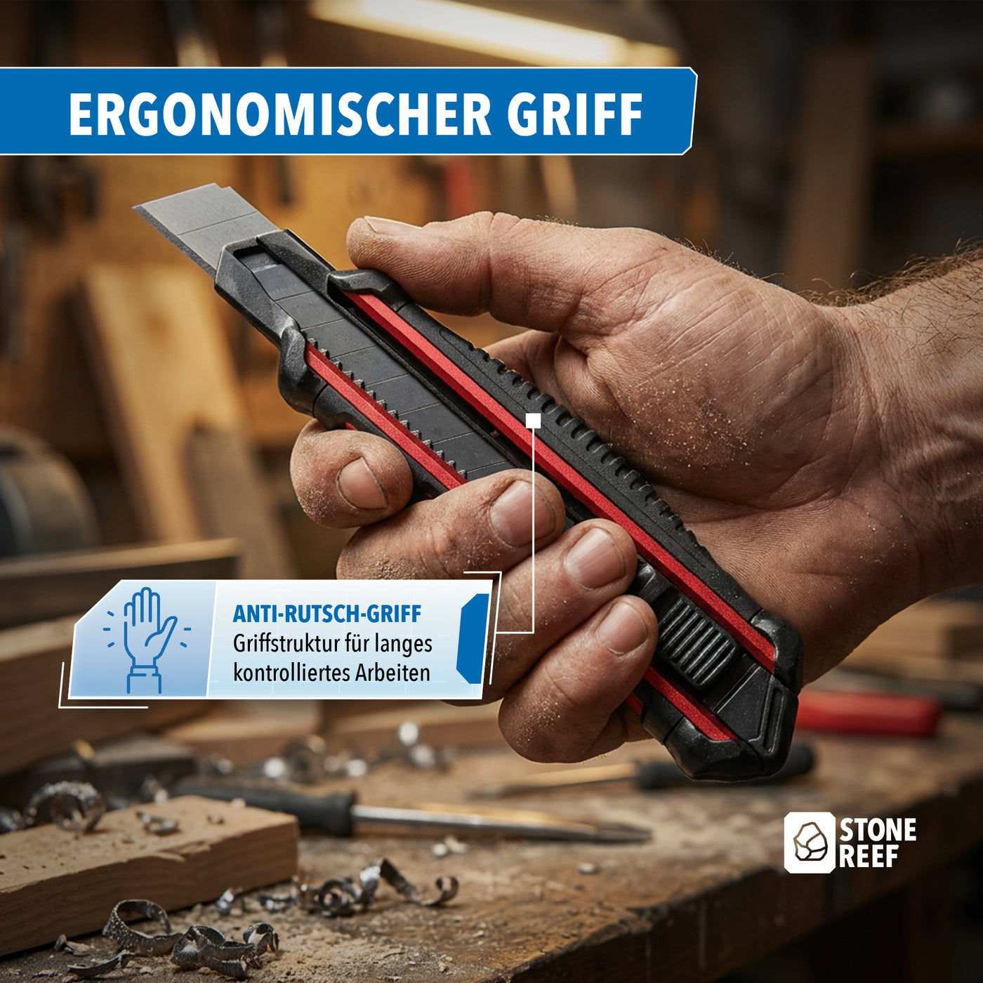 Größenübersicht des 3-teiligen Cuttermesser-Sets – STONE REEF