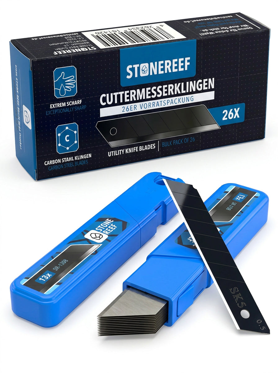 Cuttermesser Klingen 18 mm – kompatibel mit Cuttermesser & Teppichmesser – STONE REEF