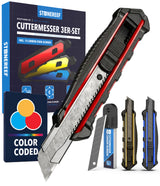 3 Cuttermesser Set für Handwerk, Rigips, Tapete & Karton – STONE REEF