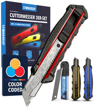 3 Cuttermesser Set für Handwerk, Rigips, Tapete & Karton – STONE REEF