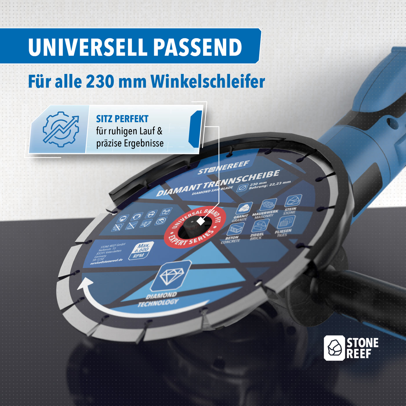 Diamant Trennscheibe beim Schneiden von Stein – STONE REEF