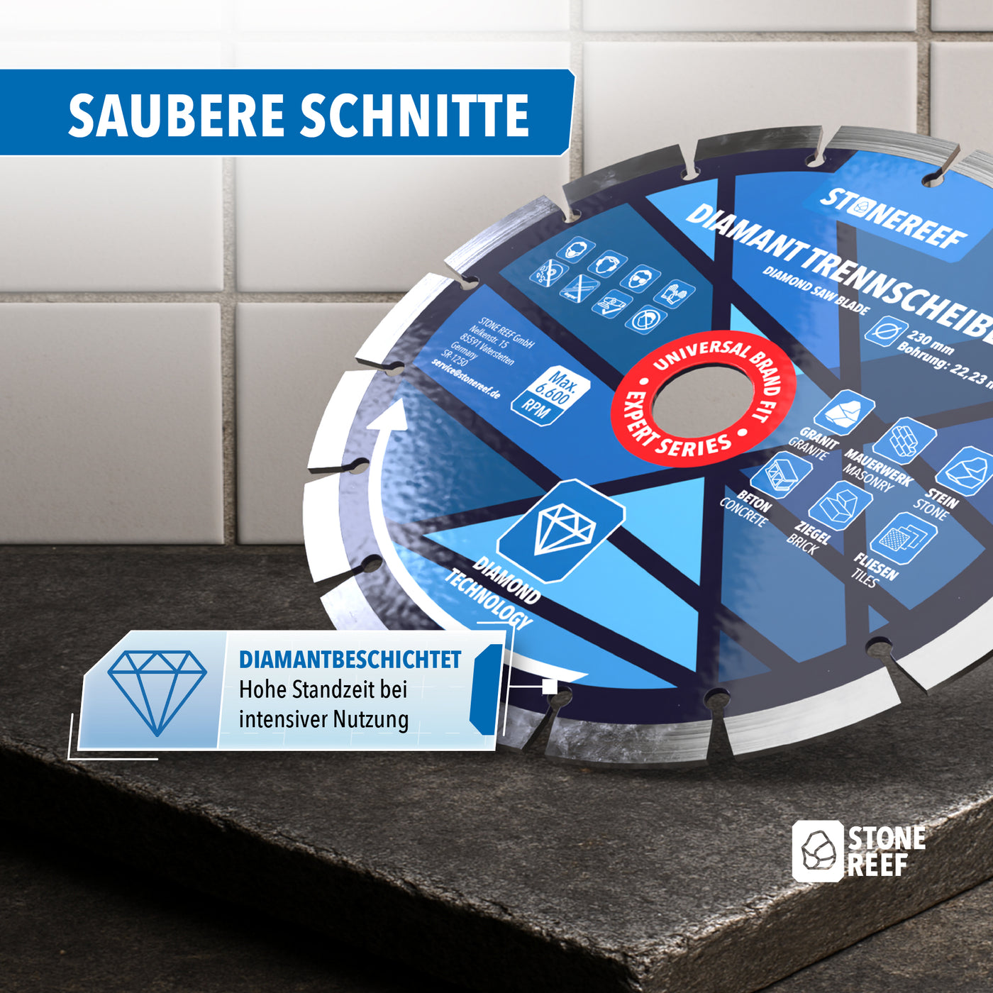 Diamantsegmente der Trennscheibe im Detail – STONE REEF