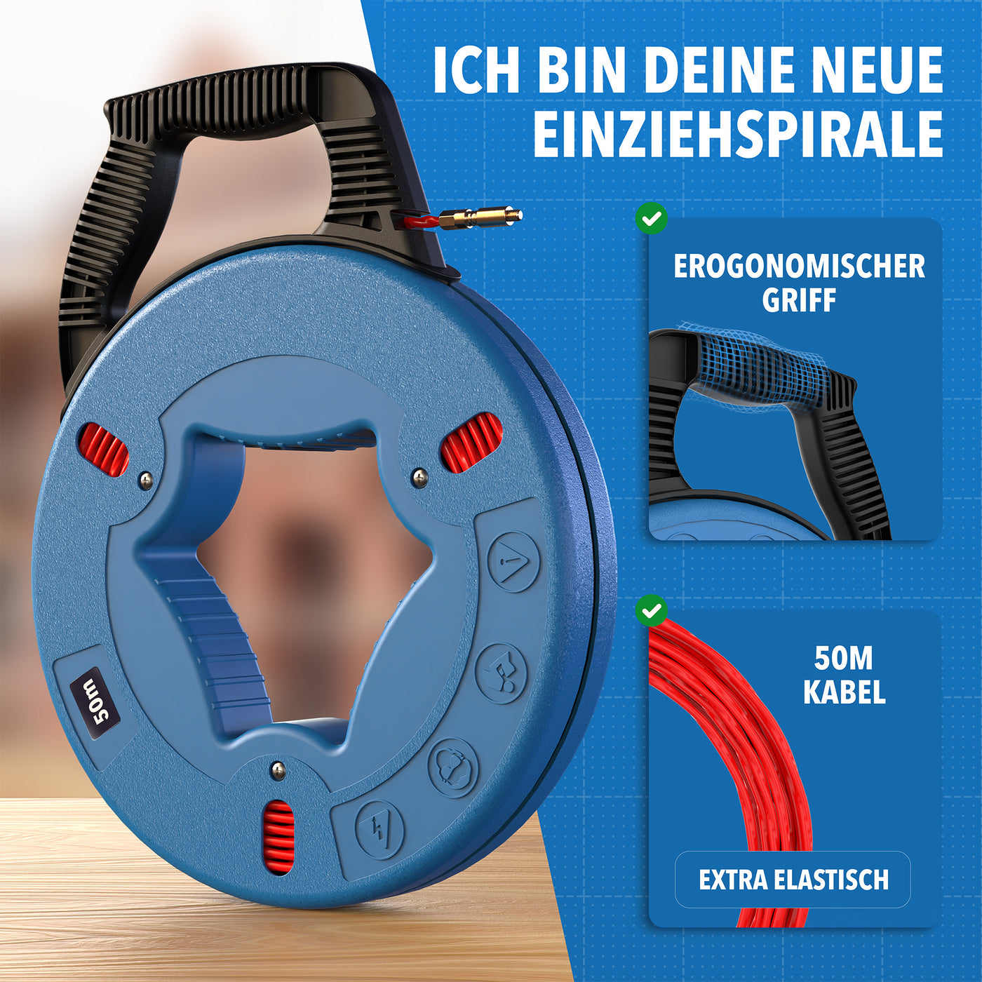 Einziehspirale beim Verlegen eines Kabels im Einsatz – STONE REEF