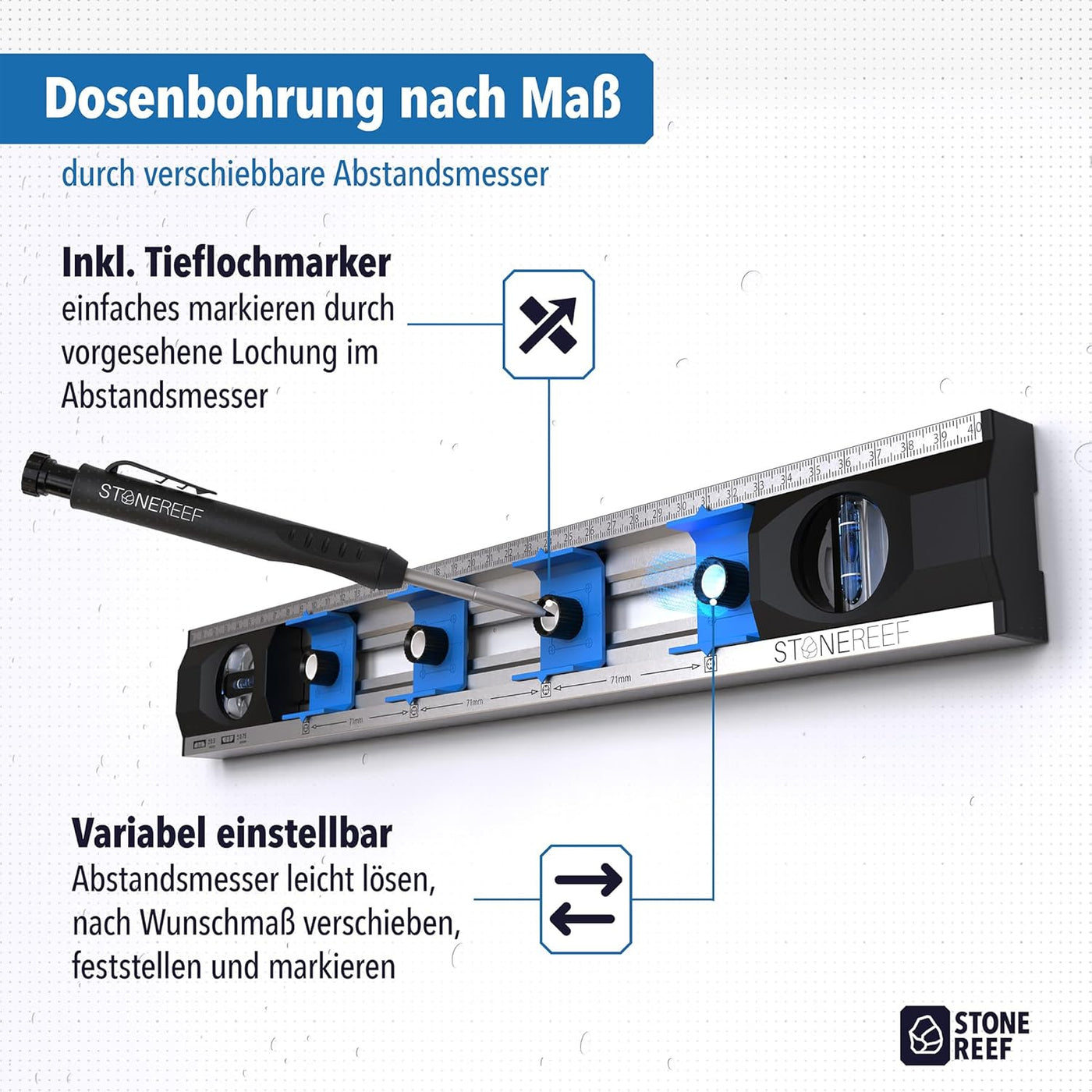 Magnethalterung der Elektriker-Wasserwaage für sicheren Halt – STONE REEF