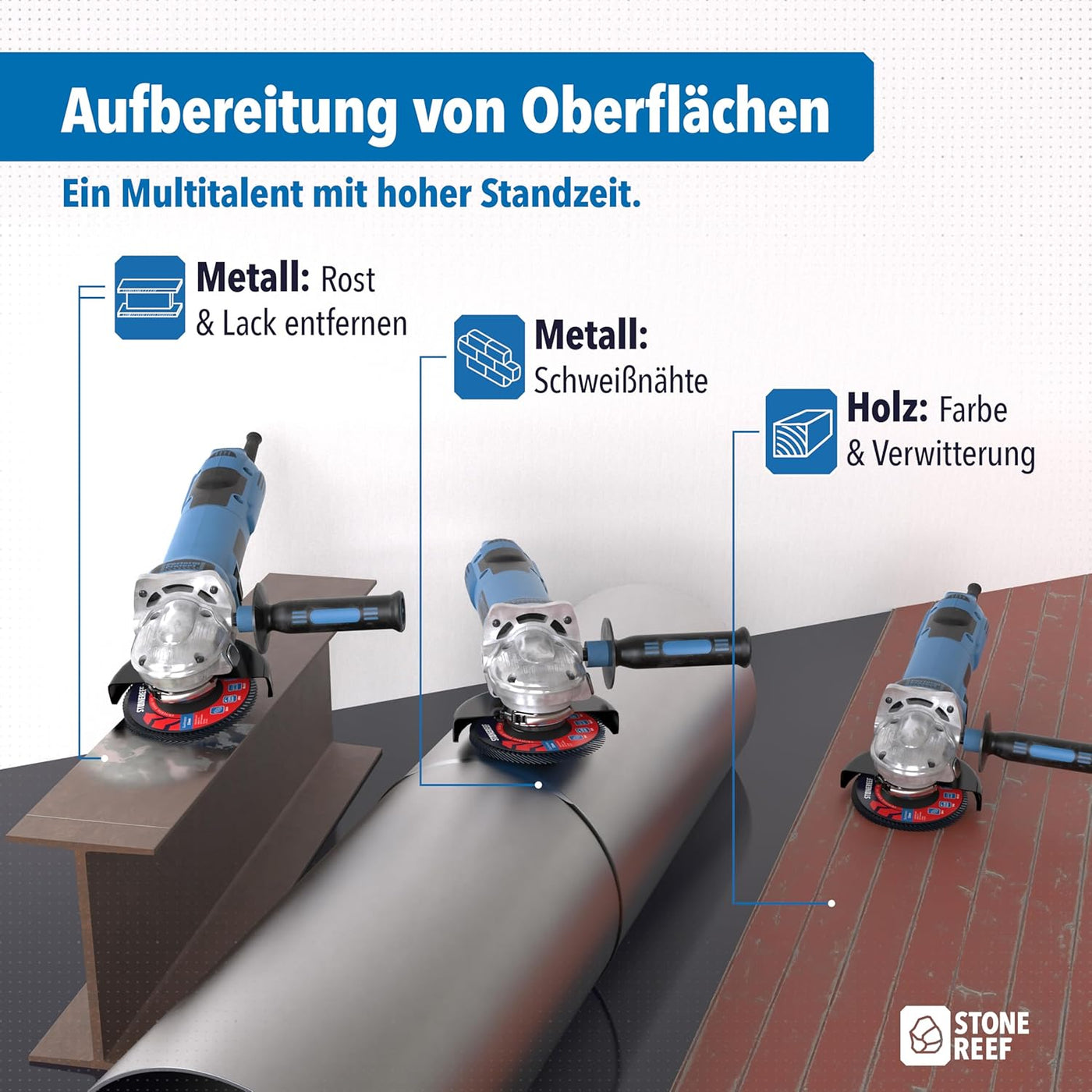 Durchmesser und Abmessungen der Fächerscheiben im 4er-Set – STONE REEF