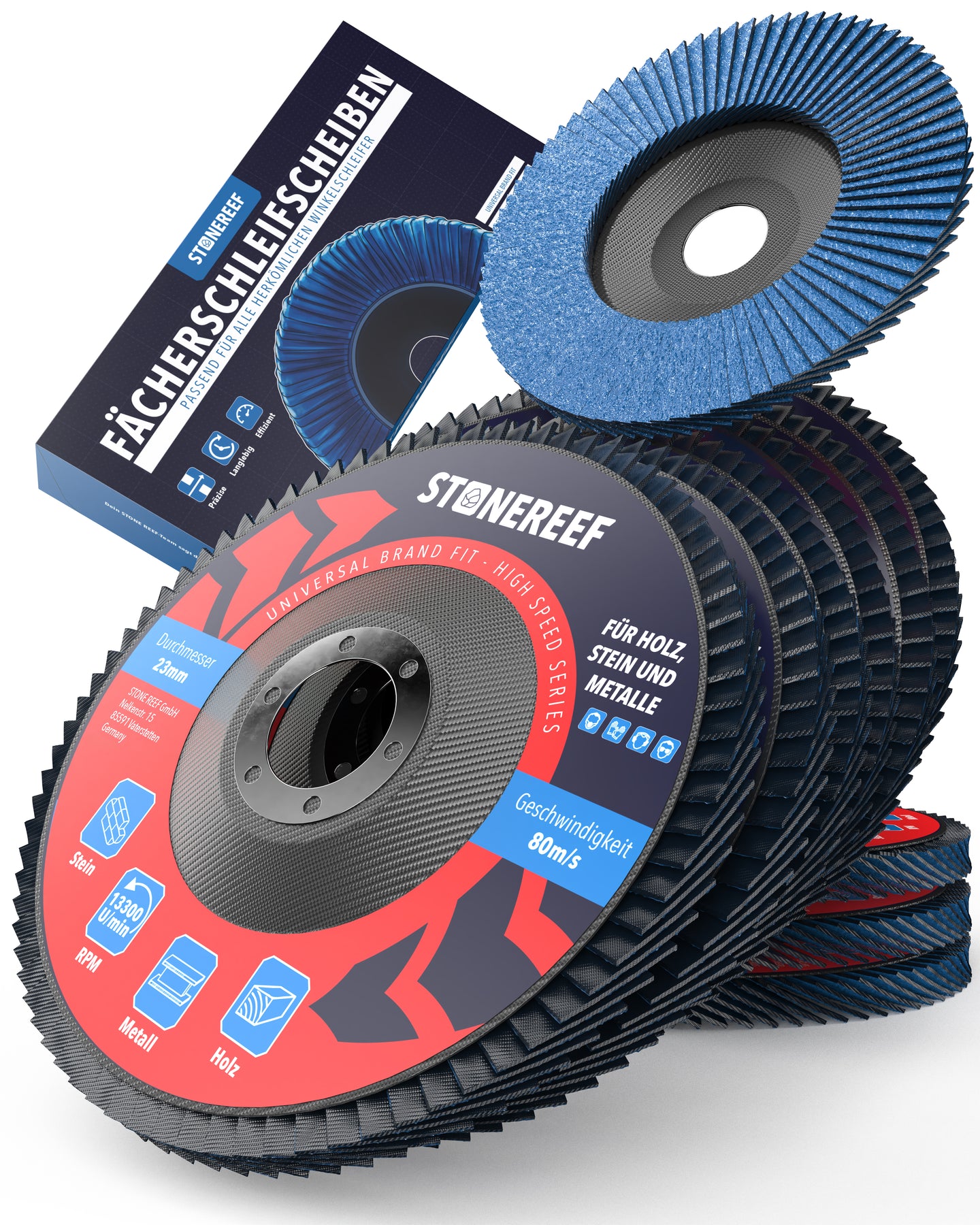 Fächerschleifscheiben 125 mm für Abtrag und Politur – STONE REEF