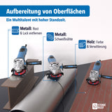 Detailansicht der Fächerschleifscheibe beim Metallschleifen – STONE REEF