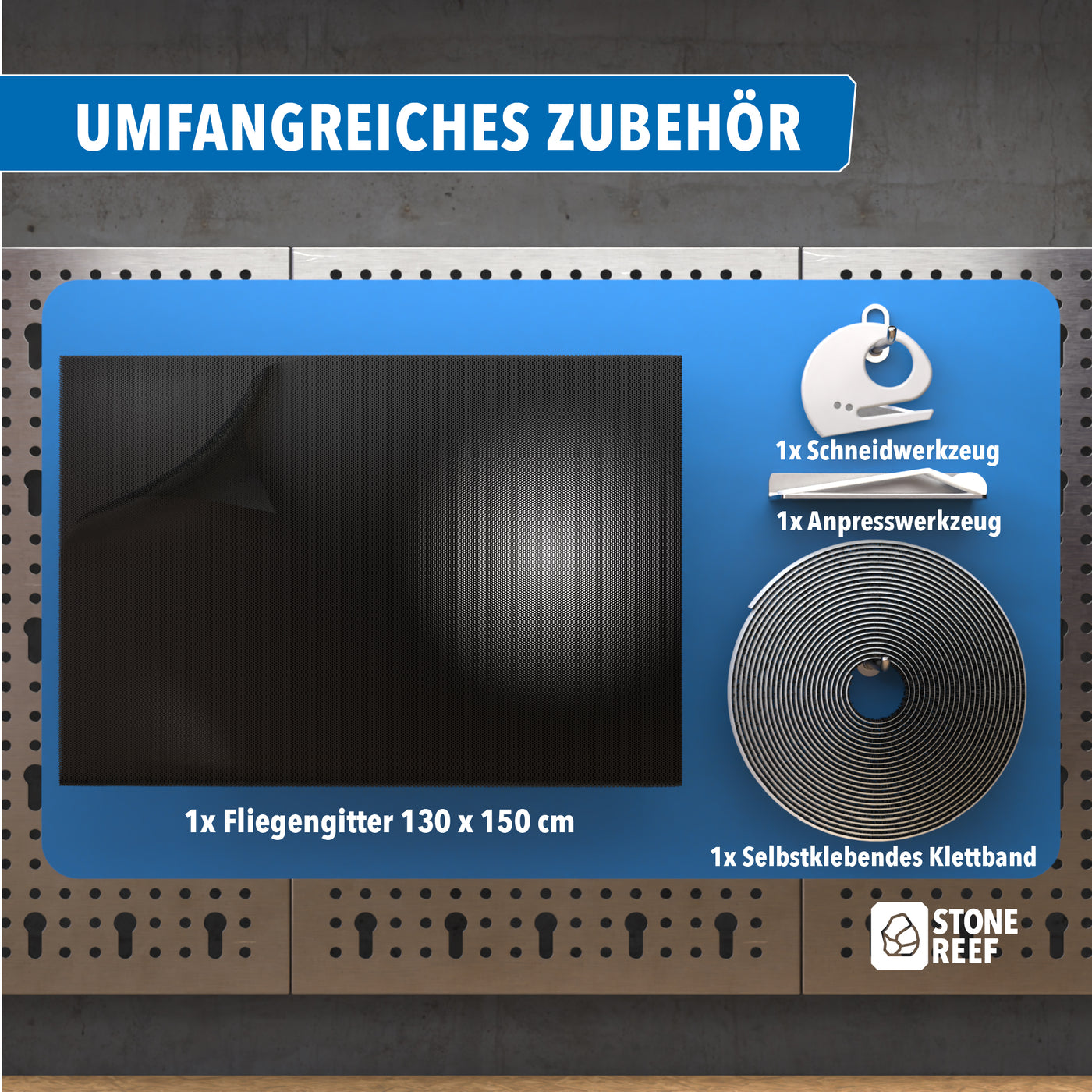 Fliegengitter Set am Fenster montiert – STONE REEF