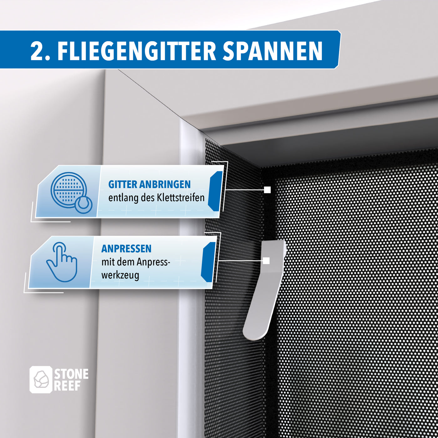 Fliegengitter Set auch für Türen geeignet – STONE REEF
